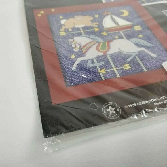 Vtg 1995 Dimensions No Count Cross Stitch "Country Weather Vane" 10"x10" 3995 - Picture 10 of 11